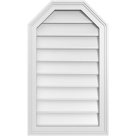 Ekena Millwork Octagonal Top Surface Mount PVC Gable Vent w/ 2"W x 1-1/2"P Brickmould Frame, 18"W x 30"H GVPOT18X3002SN